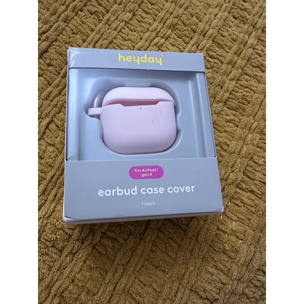 heyday Earbud Case Cover Fits AirPods Gen 4 Pink NIB Silicone Carabiner Clip